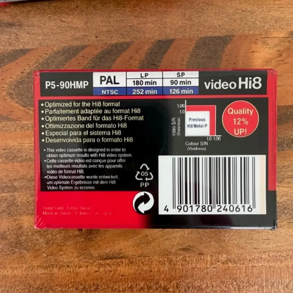 3x Sony Hi 8 Metal-P PAL 90mins Video Cassette New Old Stock Sealed